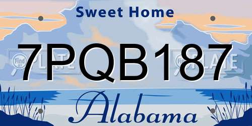7PQB187 Alabama License Plate