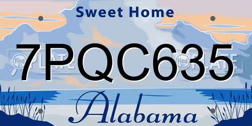 7PQC635 Alabama License Plate