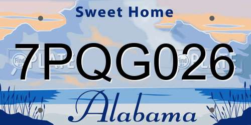 7PQG026 Alabama License Plate
