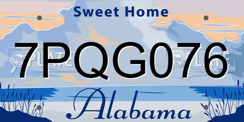 7PQG076 Alabama License Plate