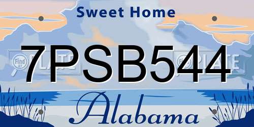 7PSB544 Alabama License Plate