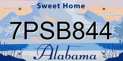 7PSB844 Alabama License Plate