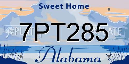 7PT285 Alabama License Plate