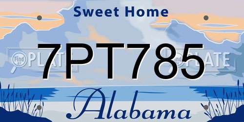 7PT785 Alabama License Plate