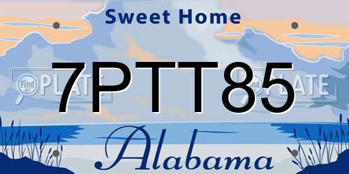 7PTT85 Alabama License Plate