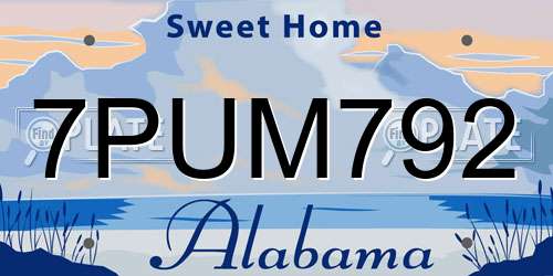 7PUM792 Alabama License Plate