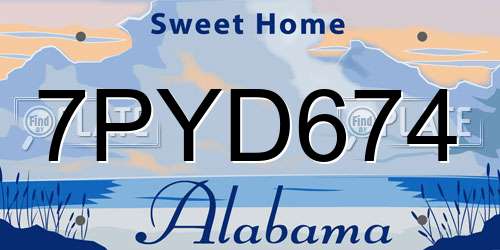 7PYD674 Alabama License Plate