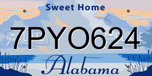 7PYO624 Alabama License Plate