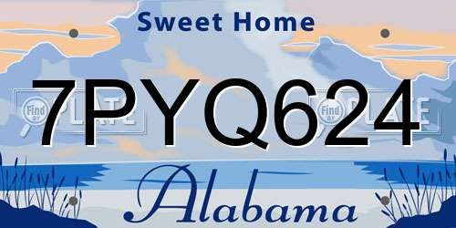 7PYQ624 Alabama License Plate