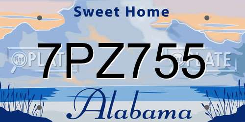 7PZ755 Alabama License Plate