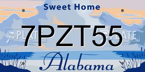 7PZT55 Alabama License Plate