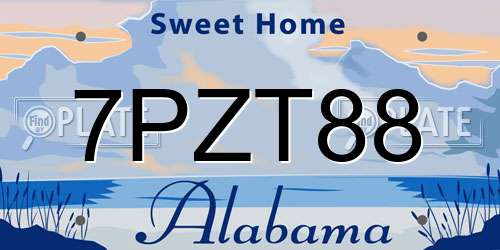 7PZT88 Alabama License Plate