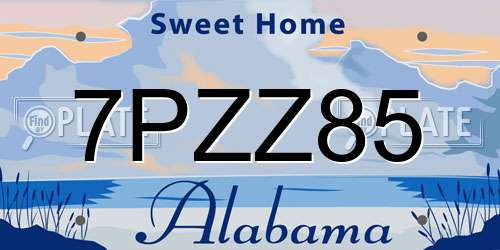 7PZZ85 Alabama License Plate