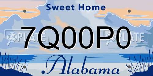 7Q00P0 Alabama License Plate