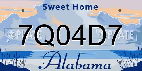 7Q04D7 Alabama License Plate