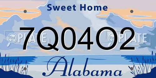 7Q04O2 Alabama License Plate