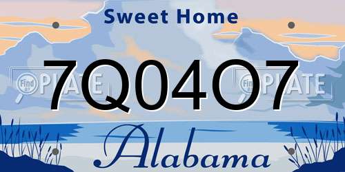 7Q04O7 Alabama License Plate