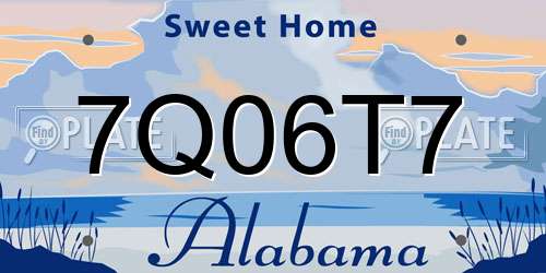 7Q06T7 Alabama License Plate