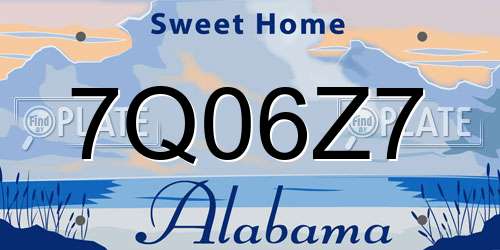 7Q06Z7 Alabama License Plate