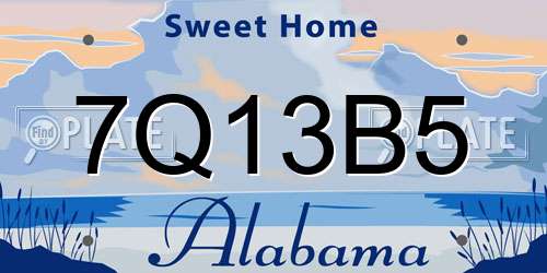7Q13B5 Alabama License Plate