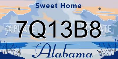 7Q13B8 Alabama License Plate