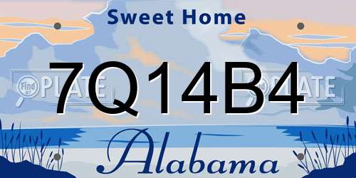 7Q14B4 Alabama License Plate