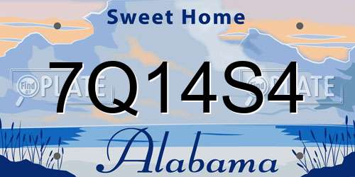 7Q14S4 Alabama License Plate