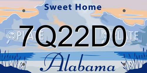 7Q22D0 Alabama License Plate
