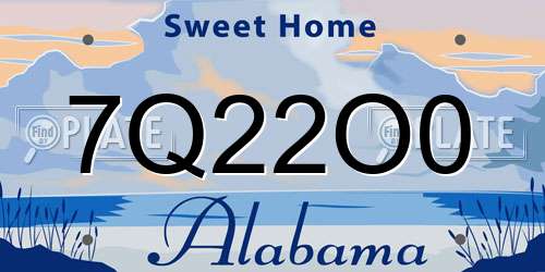 7Q22O0 Alabama License Plate