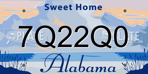 7Q22Q0 Alabama License Plate
