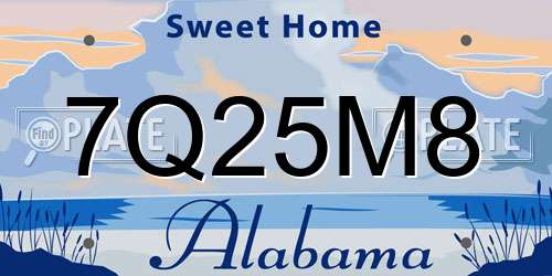 7Q25M8 Alabama License Plate