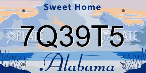 7Q39T5 Alabama License Plate