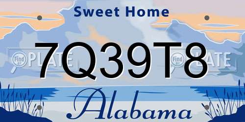 7Q39T8 Alabama License Plate