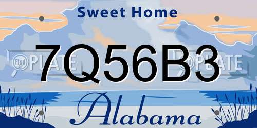 7Q56B3 Alabama License Plate