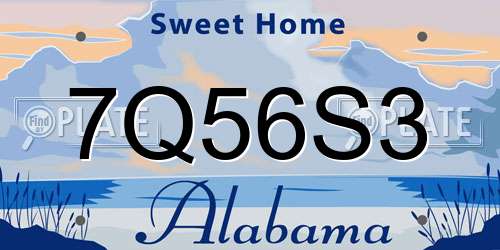 7Q56S3 Alabama License Plate