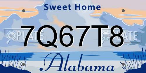 7Q67T8 Alabama License Plate