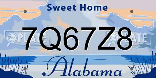 7Q67Z8 Alabama License Plate