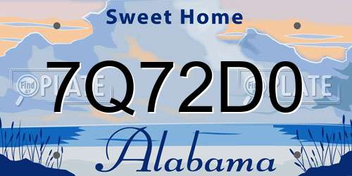 7Q72D0 Alabama License Plate