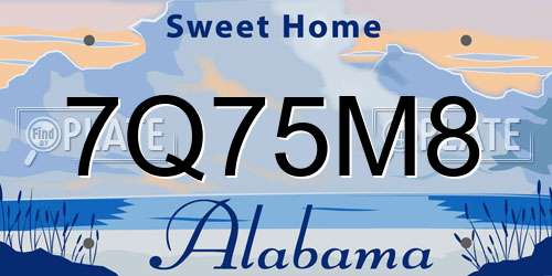 7Q75M8 Alabama License Plate