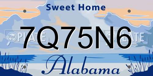 7Q75N6 Alabama License Plate