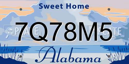 7Q78M5 Alabama License Plate