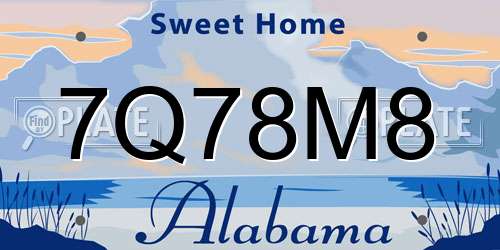 7Q78M8 Alabama License Plate