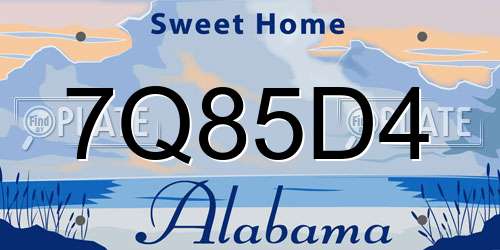 7Q85D4 Alabama License Plate