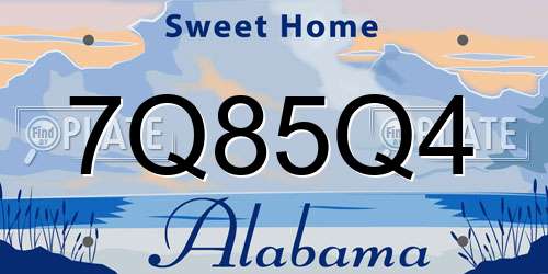 7Q85Q4 Alabama License Plate