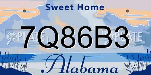 7Q86B3 Alabama License Plate