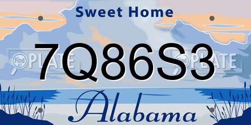 7Q86S3 Alabama License Plate