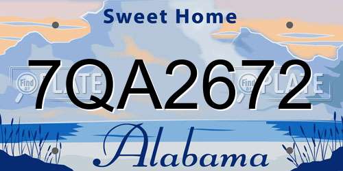 7QA2672 Alabama License Plate