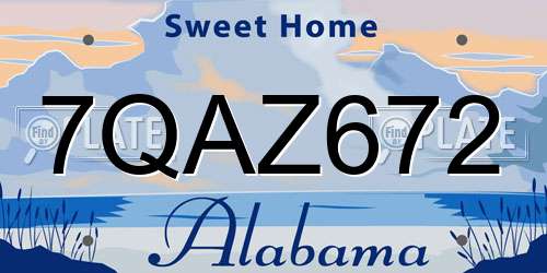 7QAZ672 Alabama License Plate