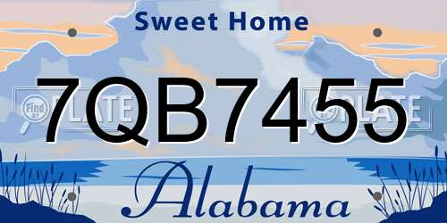 7QB7455 Alabama License Plate