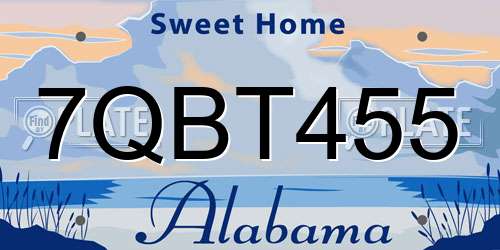 7QBT455 Alabama License Plate